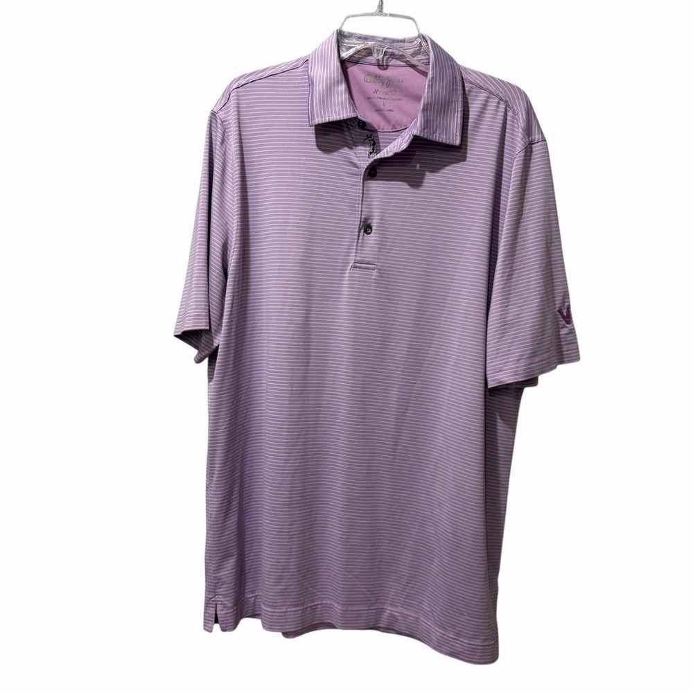 Bobby Jones Golf Shirt Polo Large Pink Purple Blue Striped Checker Board X - H20